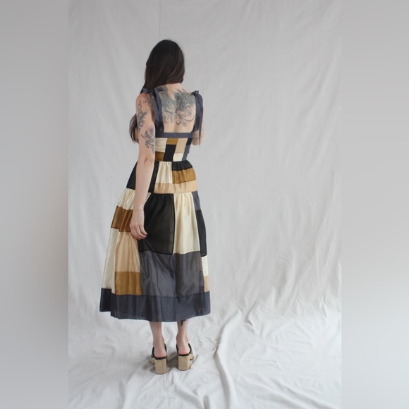 Ulla Johnson Minerva Patchwork Dress Blue Gold Size 4 - Picture 13 of 16